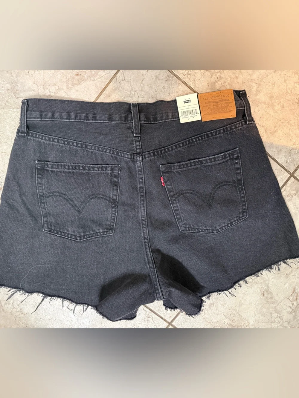 Levi's Black Frayed Hem Denim Shorts